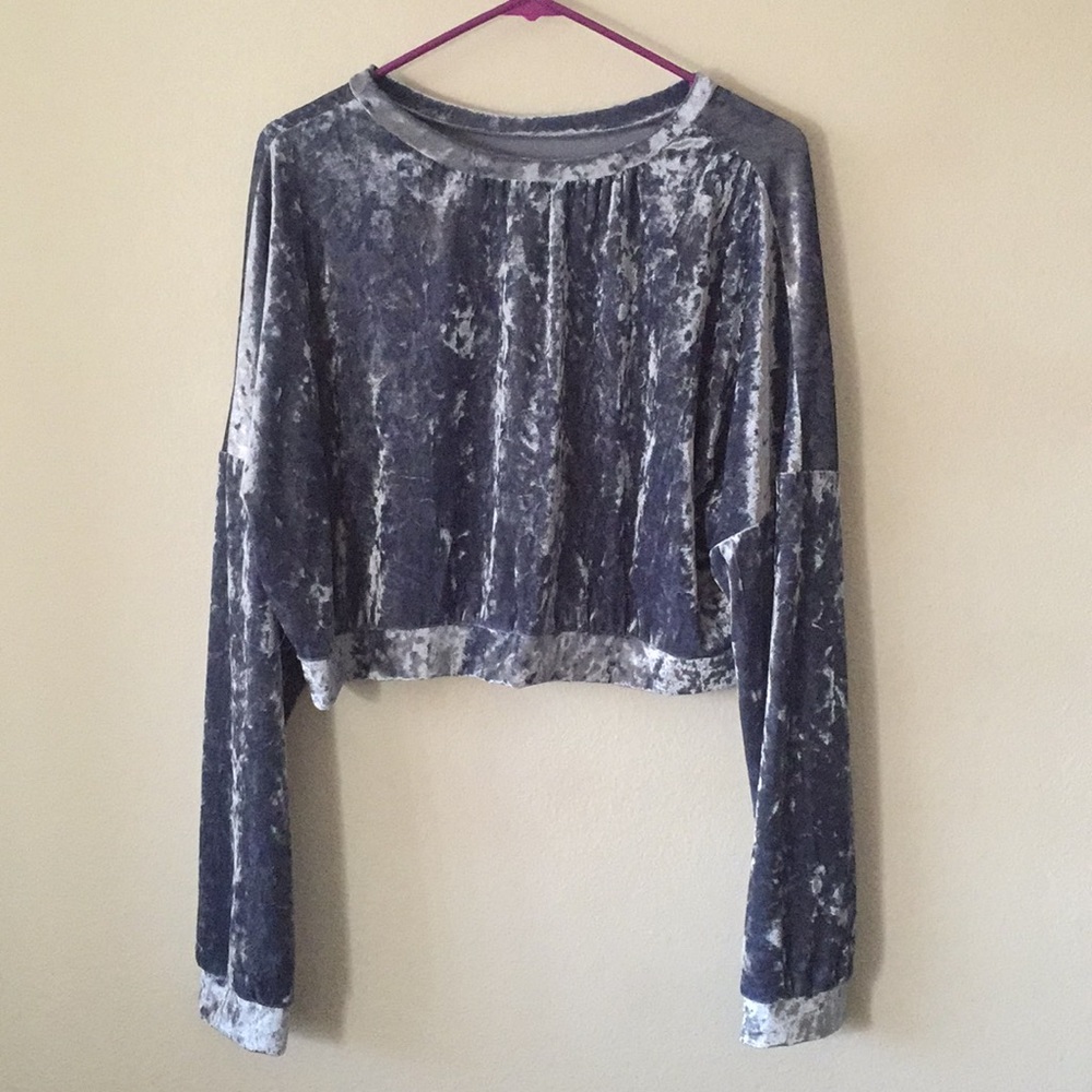 Fashion Nova Baby Blue Crushed Velvet Crop Top, 1x